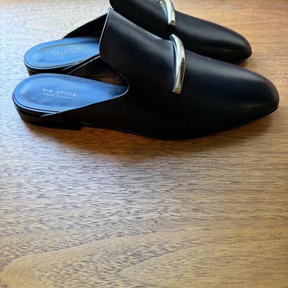 Via Spiga Tara Leather Mules - Black, Size 6 - Picture 4 of 8